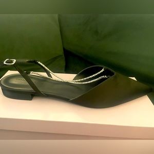 Black flats with crystal detail - size 41/ US 10-10.5